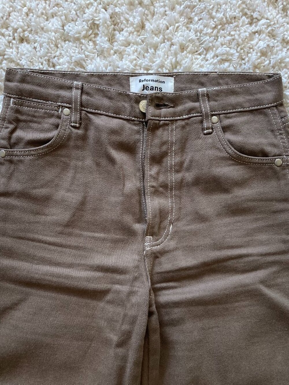 Reformation Brown Wide Leg Jeans Size 26 - Picture 6 of 9